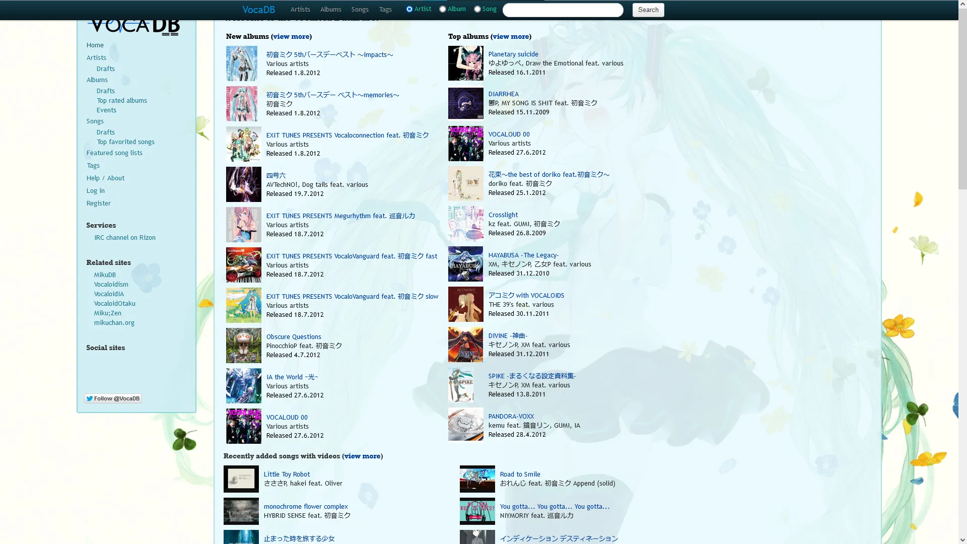 VocaDB in 2012 VocaDB in 2012